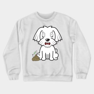 Funny white dog smells stinky poo poo Crewneck Sweatshirt